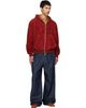 Ferragamo Ferragamo Burgundy Suede Blouson Hoodie - 4