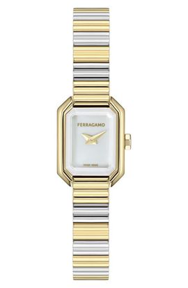 FERRAGAMO FERRAGAMO Crystal Petite Two Tone Bracelet Watch 