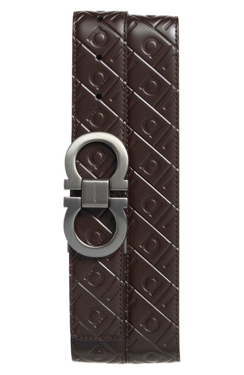 FERRAGAMO FERRAGAMO Double Adjustable Embossed Reversible Leather Belt
