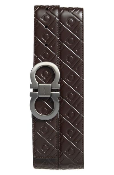 FERRAGAMO FERRAGAMO Double Adjustable Embossed Reversible Leather Belt