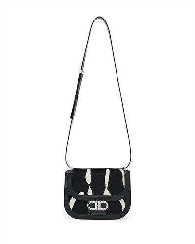 Ferragamo Ferragamo Double Gancini Calf Hair Crossbody