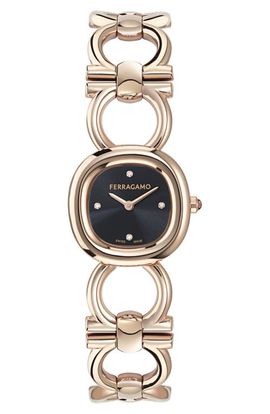 FERRAGAMO FERRAGAMO Double Gancini Diamond Bracelet Watch, 25mm