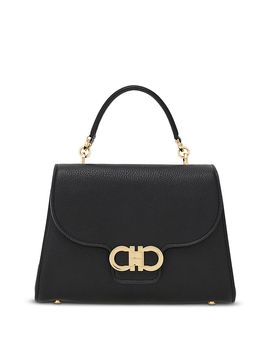 Ferragamo Ferragamo Double Gancino Small Leather Top Handle Bag