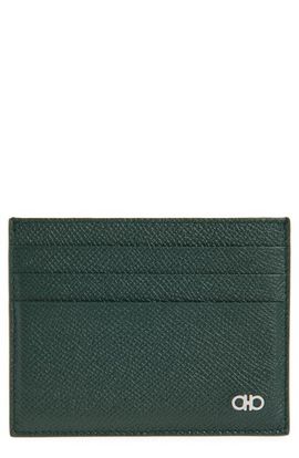 FERRAGAMO FERRAGAMO Double Gancio Calfskin Leather Card Case