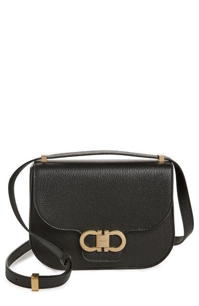 FERRAGAMO FERRAGAMO Double Gancio Leather Crossbody Bag