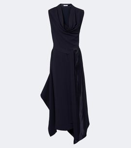 Ferragamo Ferragamo Draped satin-trimmed jersey midi dress