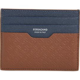 FERRAGAMO FERRAGAMO Embossed Gancini Leather Card Case