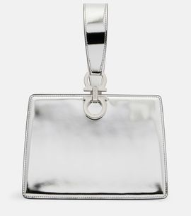 Ferragamo Ferragamo Gancini Small metallic leather clutch