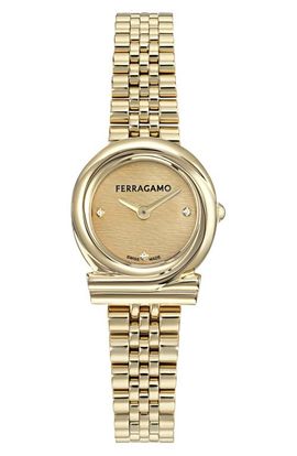 FERRAGAMO FERRAGAMO Gancini Twisted Goldtone Bracelet Watch, 23mm
