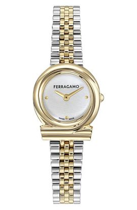 FERRAGAMO FERRAGAMO Gancini Twisted Two-Tone Bracelet Watch, 23mm