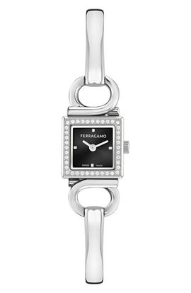 FERRAGAMO FERRAGAMO Gancio Diamond Bangle Bracelet Watch, 18mm