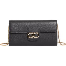 FERRAGAMO FERRAGAMO Gancio Grained Leather Wallet on a Chain