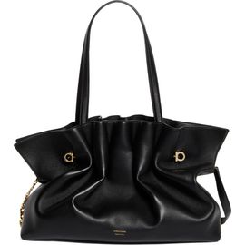 FERRAGAMO FERRAGAMO Gancio Piercing Soft Leather Shoulder Bag