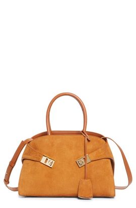 FERRAGAMO FERRAGAMO Hug Small Suede Top Handle Bag