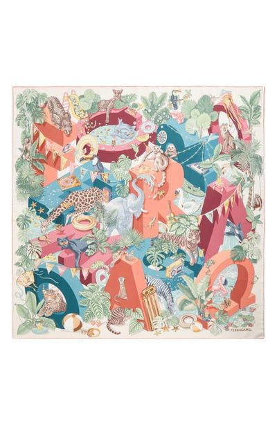 FERRAGAMO FERRAGAMO Jungle Party Silk Foulard Square Scarf