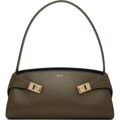 Ferragamo Ferragamo Khaki Hug East-West Shoulder Bag