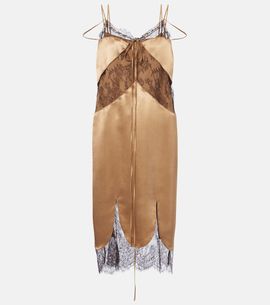 Ferragamo Ferragamo Lace-trimmed satin midi dress