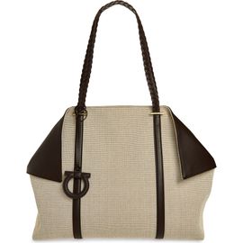 FERRAGAMO FERRAGAMO Large Folded Canvas & Leather Tote