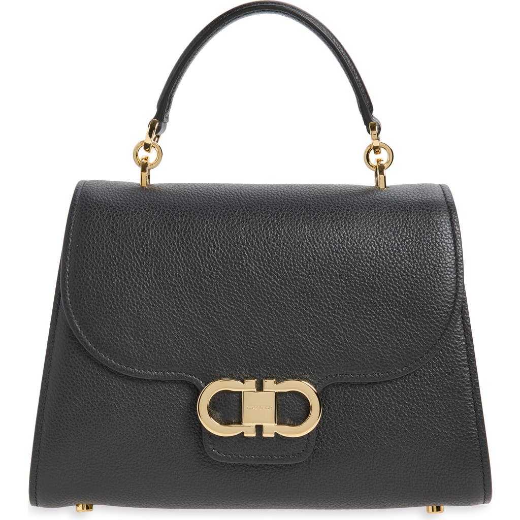 FERRAGAMO FERRAGAMO Medium Double Gancini Leather Top Handle Bag