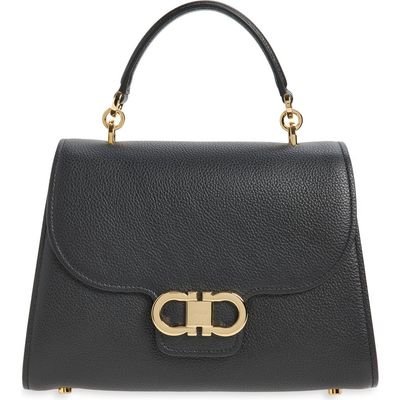 FERRAGAMO FERRAGAMO Medium Double Gancini Leather Top Handle Bag