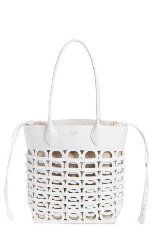 FERRAGAMO FERRAGAMO Medium Gancini Perforated Leather Tote