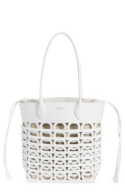 FERRAGAMO FERRAGAMO Medium Gancini Perforated Leather Tote