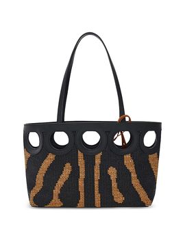 Ferragamo Ferragamo Medium Zebra Print Raffia Tote Bag