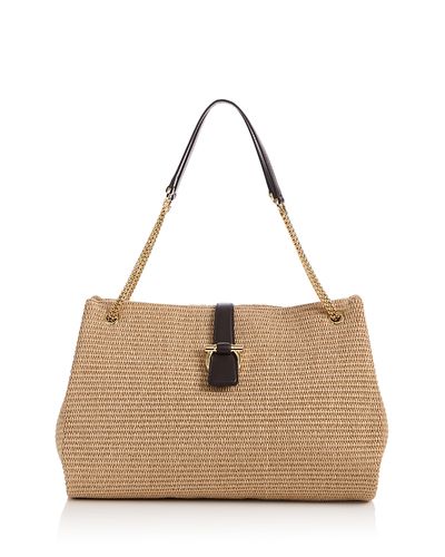 Ferragamo Ferragamo Mia Gancini Raffia Tote
