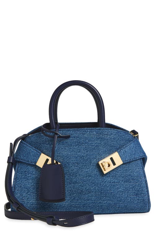 FERRAGAMO FERRAGAMO Mini Hug Denim Top Handle Bag