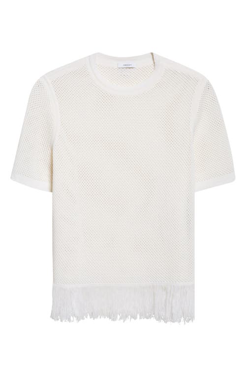 FERRAGAMO FERRAGAMO Open Knit Fringe Short Sleeve Virgin Wool Sweater