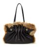 Ferragamo Ferragamo Pierced Leather & Shearling Shoulder Bag - 1