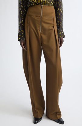 FERRAGAMO FERRAGAMO Pleated Barrel Leg Wool & Cashmere Pants