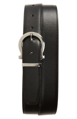 FERRAGAMO FERRAGAMO Reversible Textured Calfskin Belt