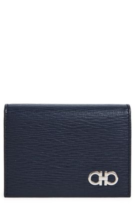 FERRAGAMO FERRAGAMO Revival Hammered Leather Bifold Card Holder