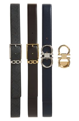 FERRAGAMO FERRAGAMO Set of 3 Reversible Leather Belts with