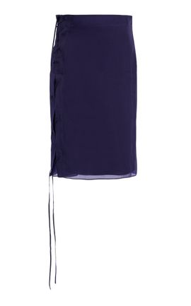 Ferragamo Ferragamo SilkCupro Draped KneeLength Skirt