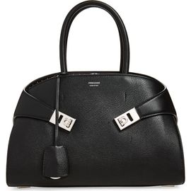 FERRAGAMO FERRAGAMO Small Hug Scarf Print Leather Top Handle Bag