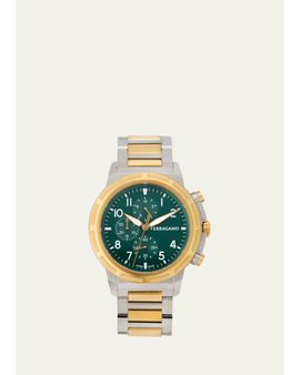 FERRAGAMO Ferragamo Sport Chrono 44mm Two Tone Bracelet Watch
