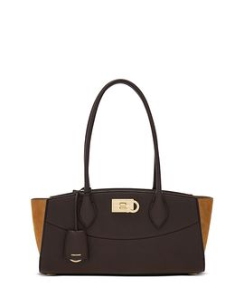 Ferragamo Ferragamo Studio Soft East West Leather & Suede Top Handle Bag