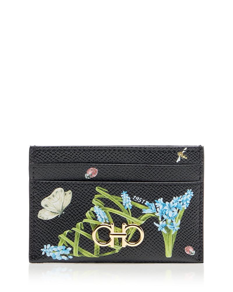 Ferragamo Ferragamo Sunrise Gancini Leather Card Case