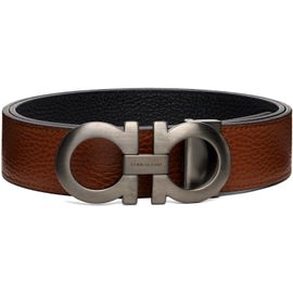 Ferragamo Ferragamo Tan Reversible & Adjustable Gancini Belt