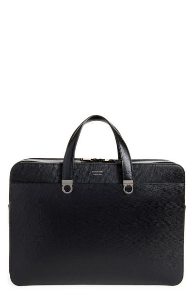 FERRAGAMO FERRAGAMO Trading Hammered Leather Briefcase