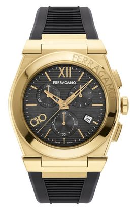 FERRAGAMO FERRAGAMO Vega Chronograph Silicone Strap Watch, 42mm