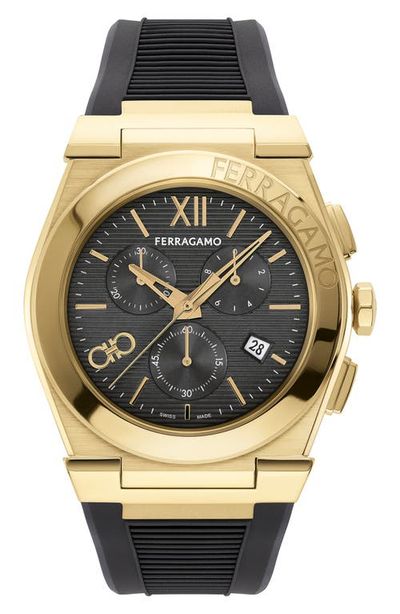 FERRAGAMO FERRAGAMO Vega Chronograph Silicone Strap Watch, 42mm