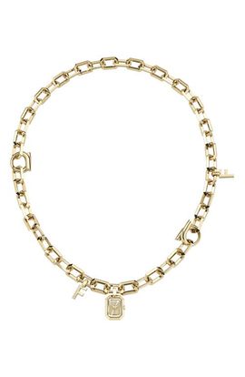 FERRAGAMO FERRAGAMO Watch Charm Chain Link Necklace