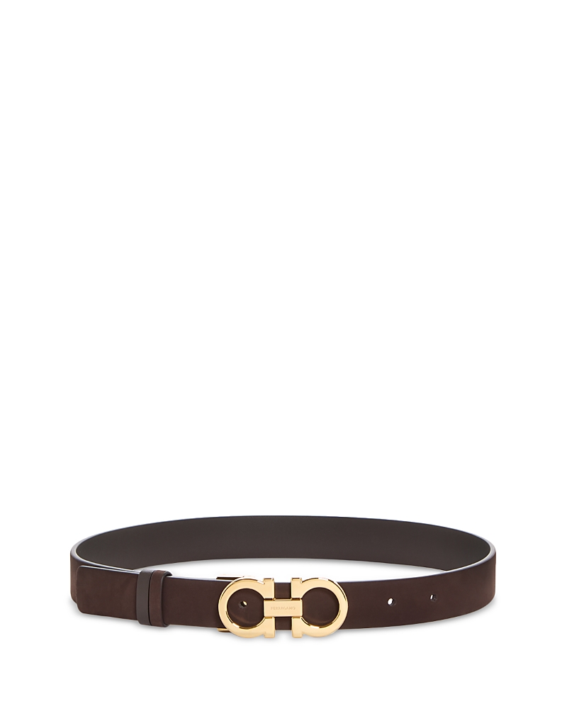 Ferragamo Ferragamo Women's Double Gancini Leather & Suede Reversible Belt