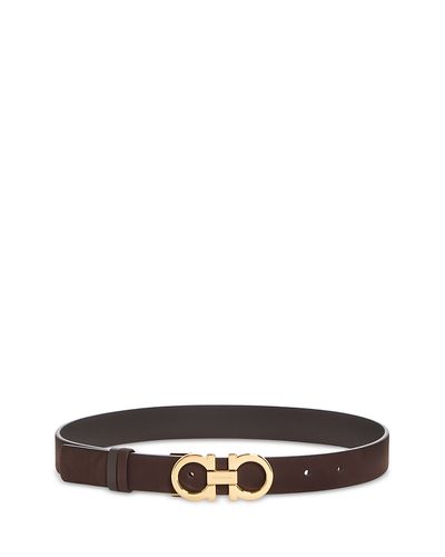 Ferragamo Ferragamo Women's Double Gancini Leather & Suede Reversible Belt
