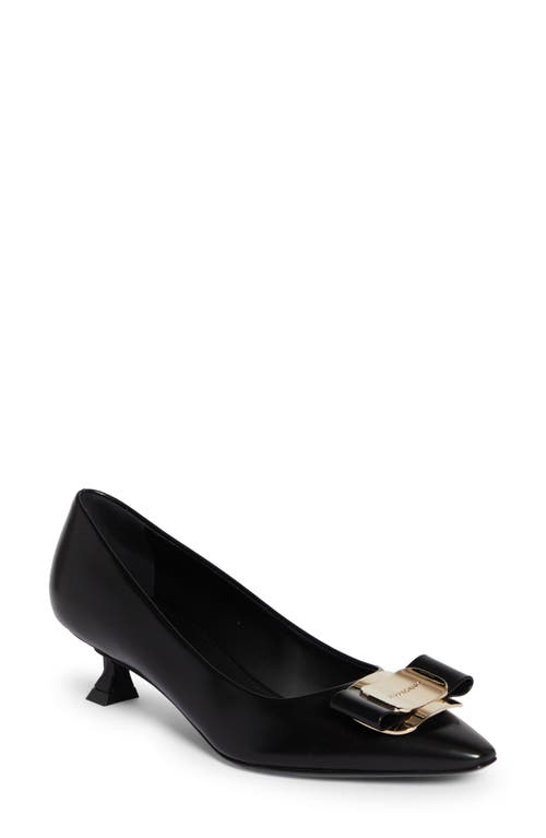 FERRAGAMO FERRAGAMO Zelma Bow Kitten Heel Pointed Toe Pump
