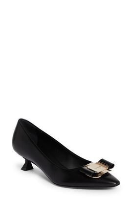 FERRAGAMO FERRAGAMO Zelma Bow Kitten Heel Pointed Toe Pump