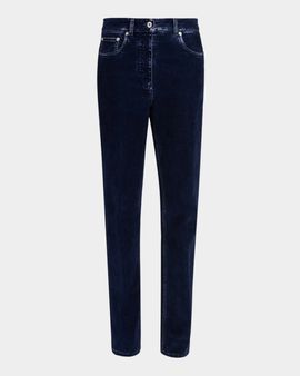 Ferragamo Flocked Velvet Straight-Leg Jeans